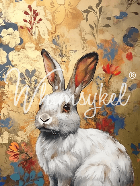 Bloom & Burrows 18 lb decoupage tissue paper with floral and rabbit designs, 21x29 inches, featuring wings and whimsical