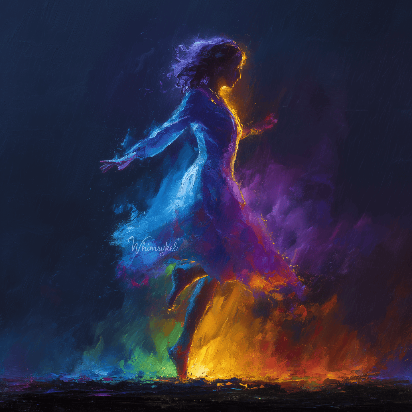 Rainbow Dance 12x12 in Rice Paper
