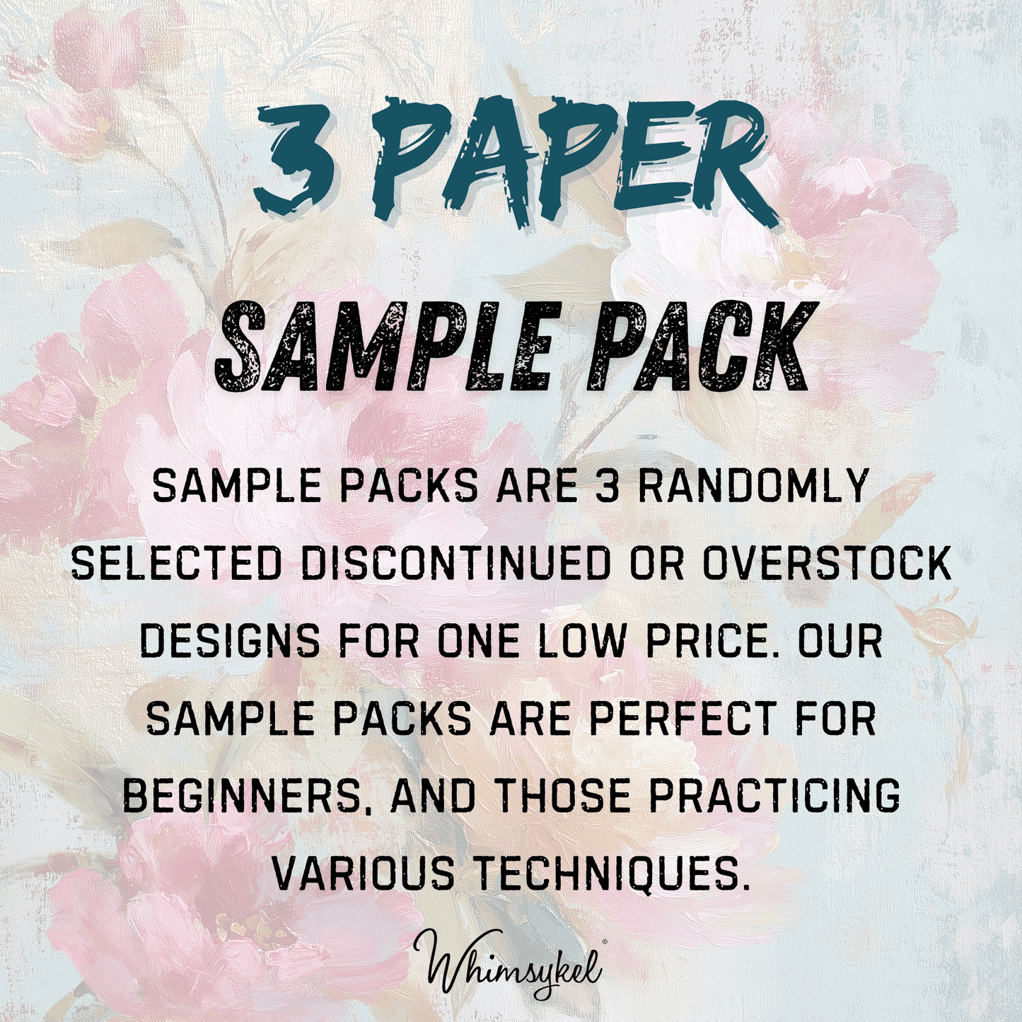 Whimsykel Designs limited 3-pack of 18lb decoupage tissue paper, 21x29 inches, layered sheets with pastel floral and