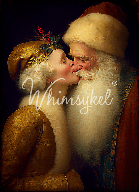 Customized Tissue Paper Santa's Christmas Kiss design with red and white rice decoupage, textured tissue material, vertical