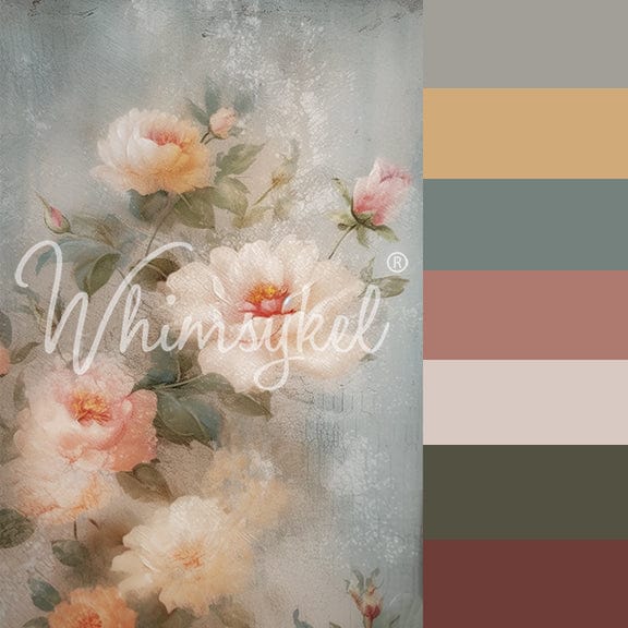 Close-up of torn edges and delicate texture of weathered roses decoupage tissue paper, highlighting intricate floral detail