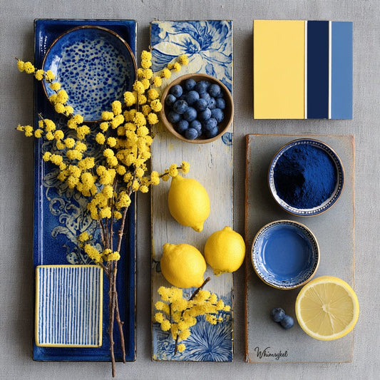 Moodboard Monday: Lemon & Indigo Color Palette Inspiration for Creative Projects