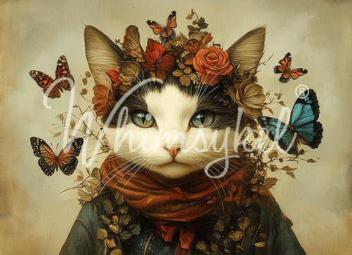 Whimsykel Designs Butterfly Whisperer decoupage tissue paper 21x29 inches with colorful butterfly illustrations, lightweight