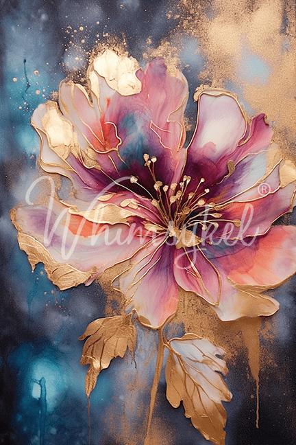 Whimsykel Designs floral metallic ink decoupage tissue paper in 18 lb weight with iridescent flower and nature patterns