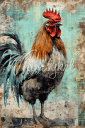 Hues & Feathers 18 lb decoupage tissue paper with colorful rooster and wildlife motifs, 21x29 inches, lightweight and