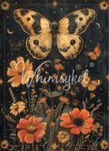 Midnight Moth 18lb decoupage tissue paper featuring a detailed moth design with dark blue and gray hues, 21x29 inches