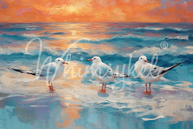 Whimsykel Wholesale Morning Chatter 18 lb decoupage tissue paper with seagull, beach and wildlife design in vibrant colors