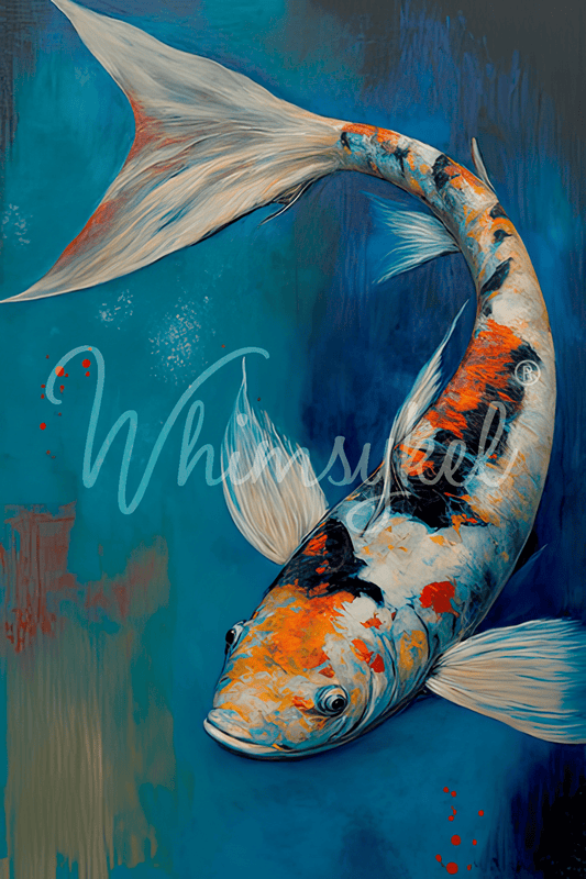 Don't Be Koi Left Facing tissue or rice decoupage paper with vibrant koi fish design, textured rice paper, 12x12 inches