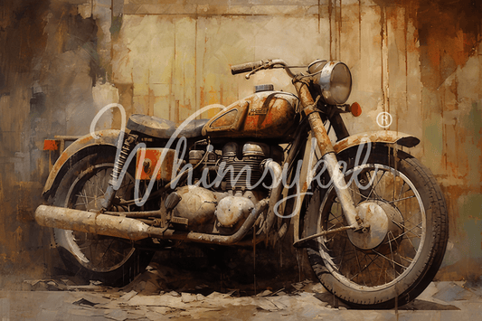 Vintage-style decoupage tissue paper featuring motorcycle design, 21x29 inches, by Whimsykel Designs, rustic and textured