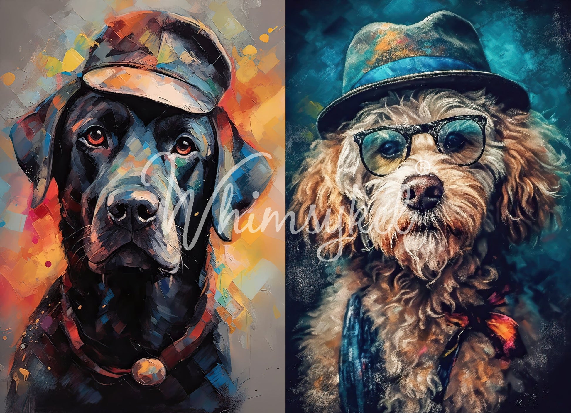 Whimsykel Designs Painter/Doodle Duo decoupage tissue paper, 21x29 inches, lightweight 18 lb paper with colorful animal and