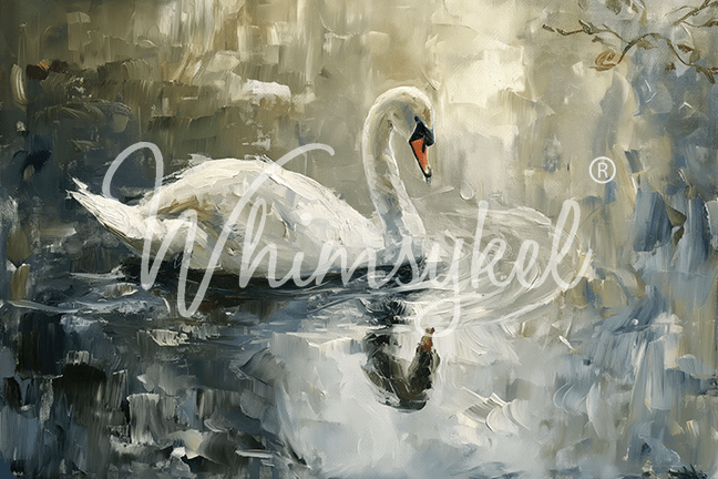 Whimsykel Designs Peaceful Swan decoupage tissue paper featuring a realistic bird with soft white and gray feathers, 18 lb