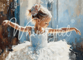 Whimsykel Designs Pirouettes & Petals 18 lb decoupage tissue paper with ballerina and floral portraits in pink and cream