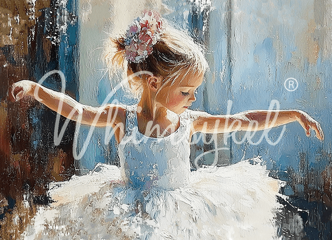 Whimsykel Designs Pirouettes & Petals 18 lb decoupage tissue paper with ballerina and floral portraits in pink and cream