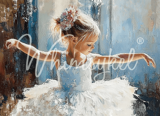 Whimsykel Designs Pirouettes & Petals 18 lb decoupage tissue paper with ballerina and floral portraits in pink and cream