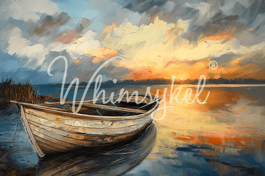 Whimsykel Designs Sunset Hideaway decoupage tissue paper, 18 lb weight, 21x29 inches, featuring sunset and lake landscape