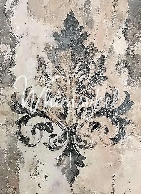 Timeworn Elegance 18 lb decoupage tissue paper with baroque design, weathered texture, measuring 21x29 inches, by Whimsykel