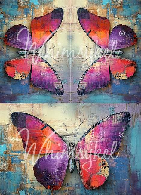 Whimsykel Designs Unfolding Trio 18 lb decoupage tissue paper featuring butterfly and floral patterns on 21x29-inch sheets
