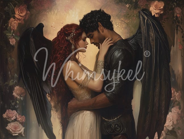 Customized Tissue Paper Acotar Love design with rice decoupage pattern, horizontal landscape print in pastel pink and white