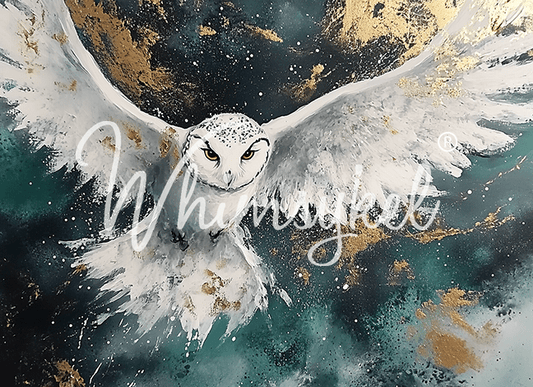 Dark brown rice-based tissue paper with a detailed Snow Owl reverse landscape design, measuring 20x30 inches, textured