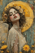 Whimsykel Designs Celestial Gaze decoupage tissue paper featuring angel motif, whimsical fantasy design, 21x29 inches, 18 lb