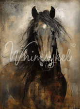 Whimsykel Designs Heart Horse decoupage tissue paper, 21x29 inches, brown horse illustration with textured paper medium