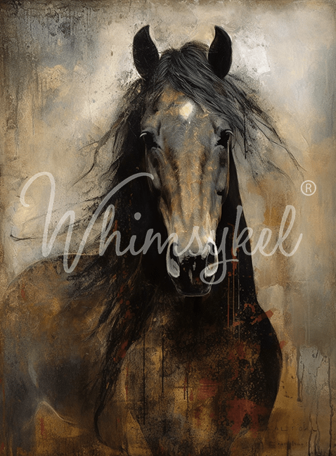 Whimsykel Designs Heart Horse decoupage tissue paper, 21x29 inches, brown horse illustration with textured paper medium