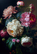 Baroque Peonies decoupage tissue paper by Whimsykel Designs, 14x20 and 21x29 inches, floral nature print, vertical layout