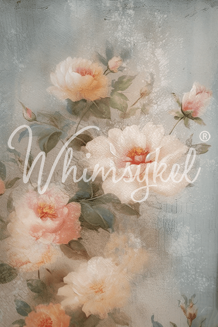 Weathered Roses decoupage tissue paper by Whimsykel Designs, 21x29-inch vintage floral medium with romantic rose imagery