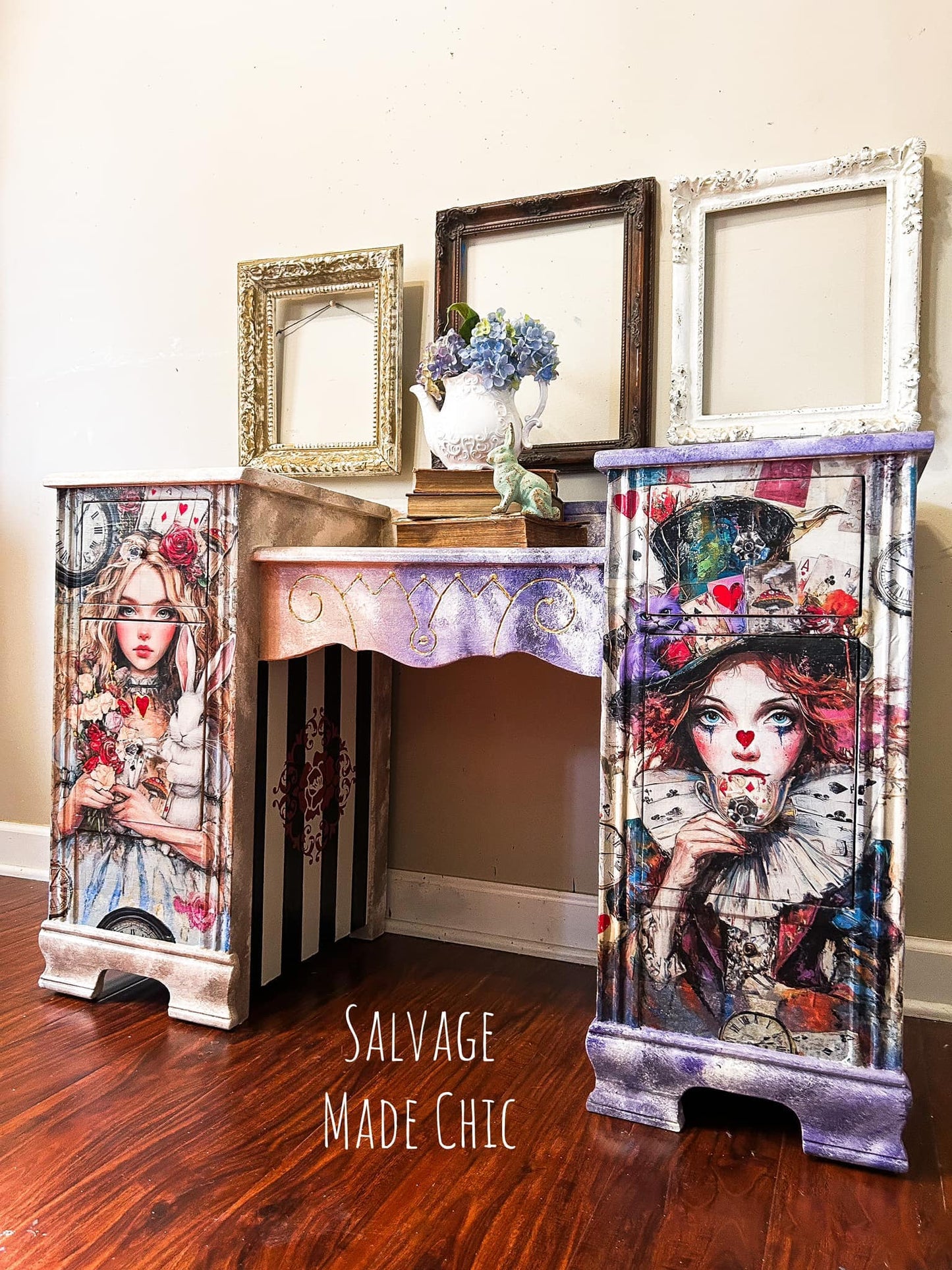 Close-up of vibrant Allison/Mattie decoupage tissue paper's intricate floral pattern and textured surface at a diagonal angle