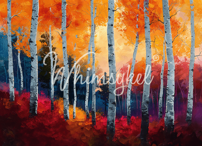 Horizontal landscape image of Aspen Trees tissue paper with detailed rice paper texture, in shades of green and brown, by