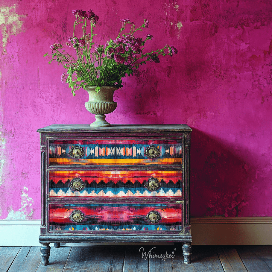 Close-up of the 18 lb decoupage tissue paper with intricate boho patterns in warm earth tones, shown folded on the sheet