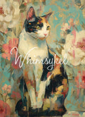 Calico cat image on 21x29 decoupage tissue paper by Whimsykel Designs featuring colorful orange, black, and white feline