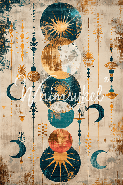 Customized Tissue Paper Celestial Melody design featuring rice paper with blue, gold, and white celestial and musical note