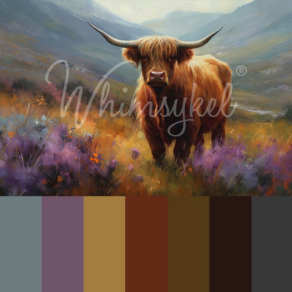 Close-up of the textured Highland Cow tissue paper's vibrant floral patterns and rich color details from a slight overhead