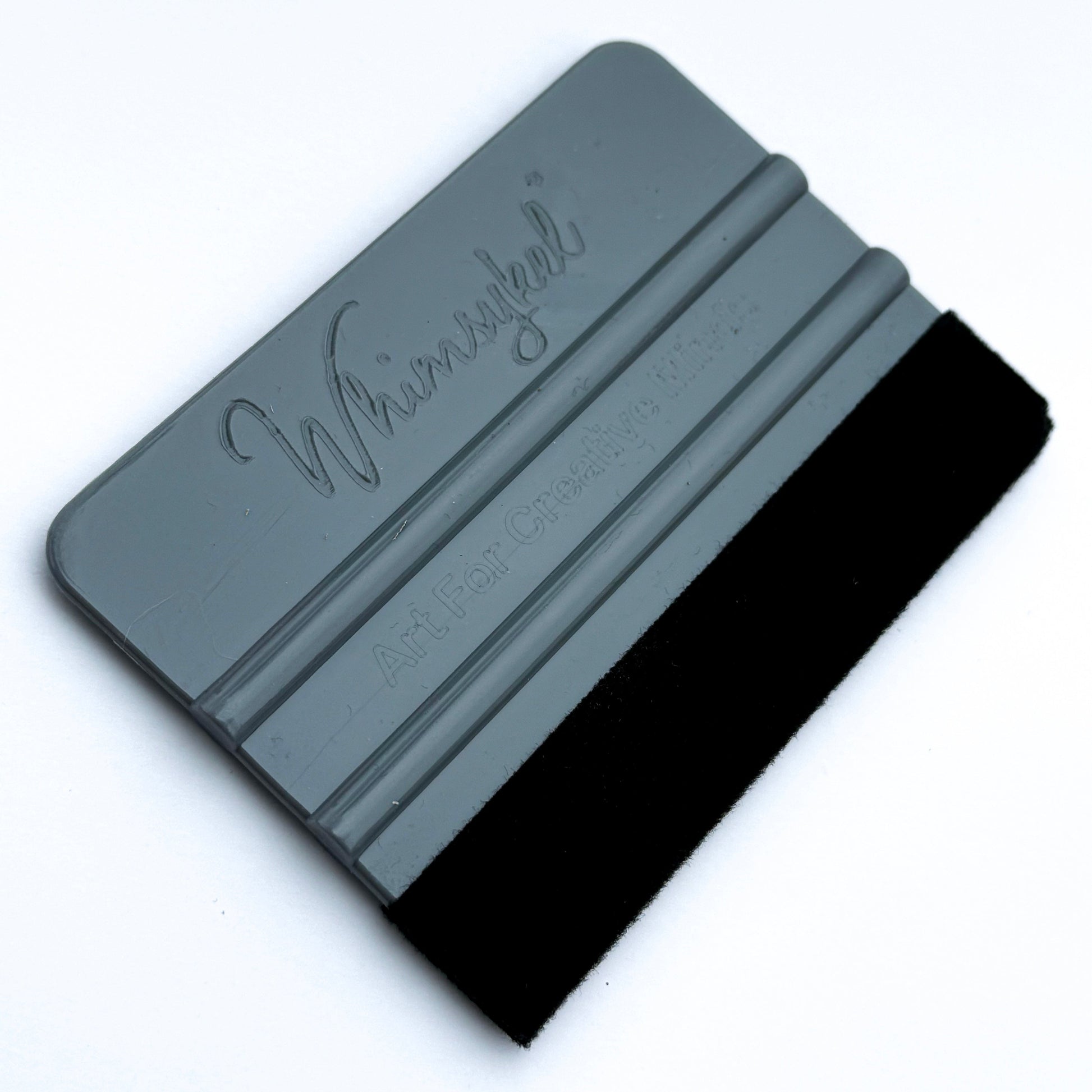 Whimsykel Designs felt squeegee with wooden handle and soft black felt blade for smooth paint application and wall cleaning