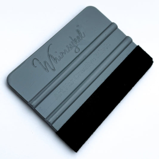 Whimsykel Designs felt squeegee with wooden handle and soft black felt blade for smooth paint application and wall cleaning