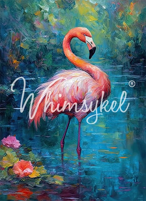 Customized Tissue Paper Flamingo Oasis Reverse design with vibrant pink flamingos, green foliage, rice paper texture