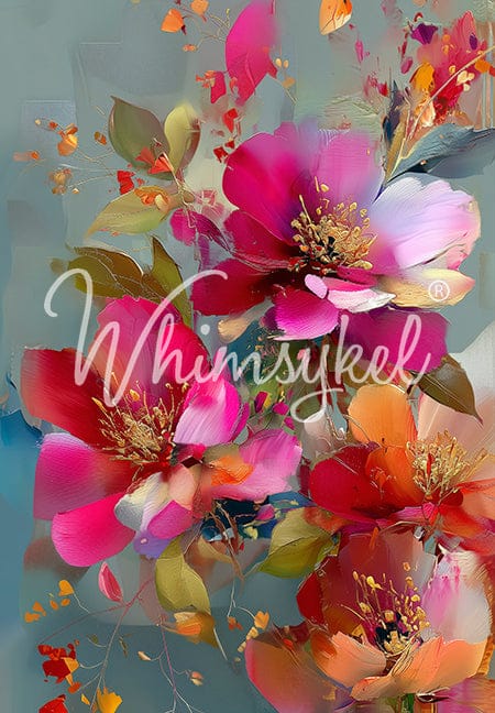 Whimsykel Designs Fully Alive 18 lb decoupage tissue paper with colorful abstract blooms, 21x29 inches, textured lightweight