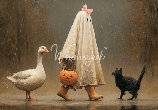 Ghosting Treats tissue paper featuring rice decoupage design with soft pastel colors and textured surface, customized by