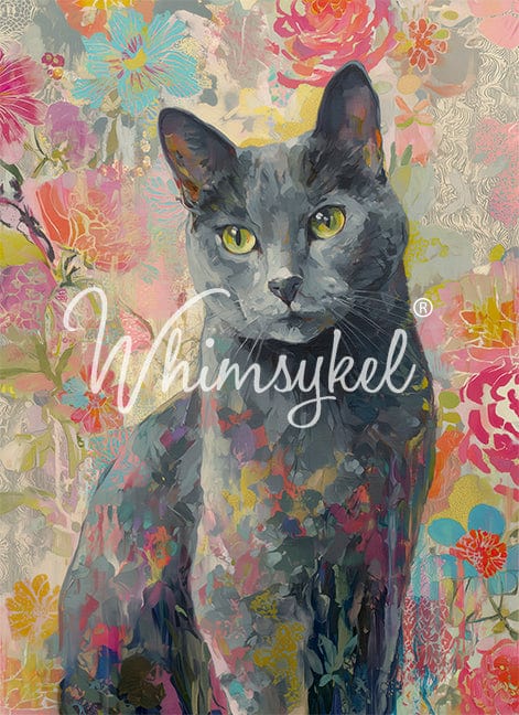 Whimsykel Designs gray 18 lb decoupage tissue paper featuring cat design, 21x29 inches, vertical layout with textured paper