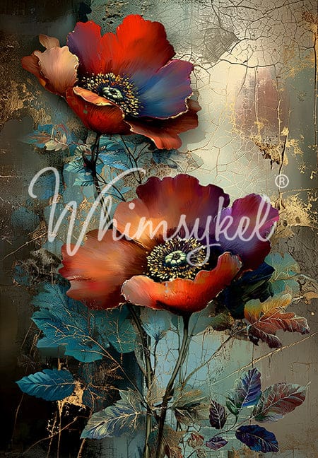 Moody Petals decoupage tissue paper 18 lb, 21x29 inches, featuring curiosity blooms design with floral and botanical