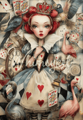 Queen of Hearts decoupage tissue paper, 18 lb lightweight medium, 21x29 inches, Whimsykel Designs, curiosity blooms style