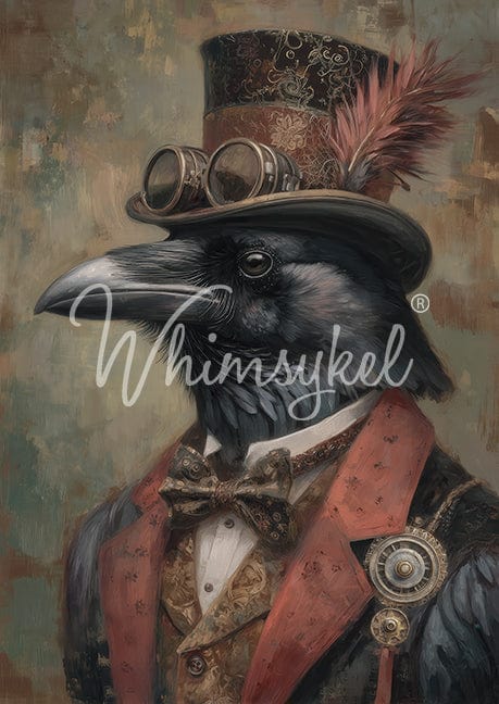 Whimsykel Designs Ravenheart 18lb decoupage tissue paper featuring detailed black raven and wildlife imagery on 21x29 inch