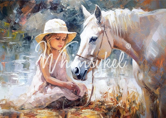 Riverbank Rendezvous rice decoupage tissue paper featuring horizontal landscape design with detailed river and foliage