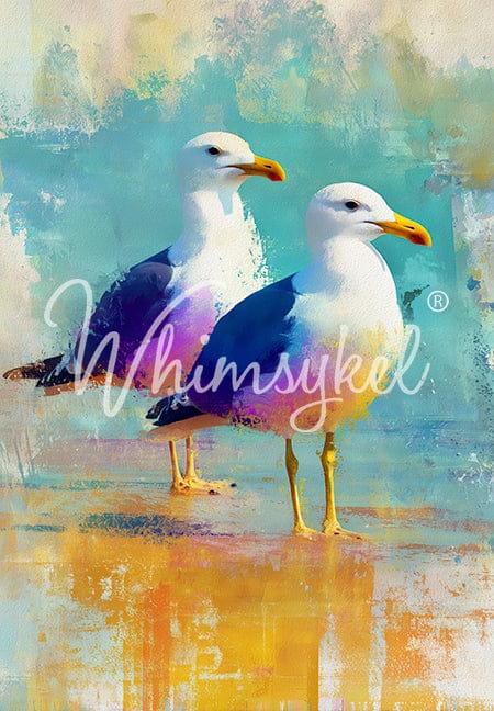 Saltwater Pause 18 lb decoupage tissue paper by Whimsykel Designs featuring pastel blue, beige, and coral floral patterns on