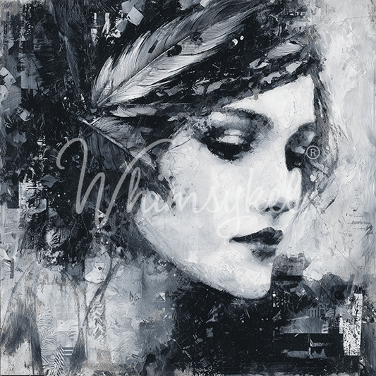 Shadowed Grace square rice decoupage tissue paper with gray shadows and textured rice fibers, customized by Shopify