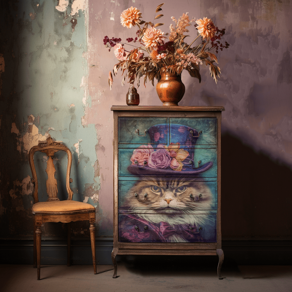 Close-up of vibrant red and yellow tissue paper edges with textured, torn paper detail and visible floral patterns.