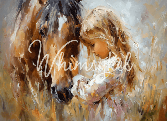 Whimsykel Designs The Bond decoupage tissue paper featuring a detailed brown horse portrait with nature floral background