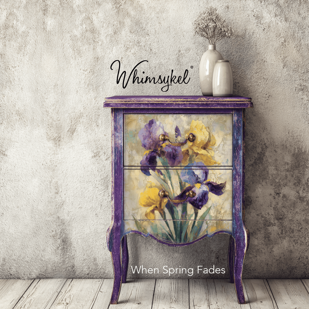 Close-up of torn edge detail highlighting delicate texture and vibrant color variation on the floral-themed decoupage tissue