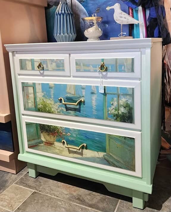 Close-up of decoupage paper featuring intricate rice grain patterns in earthy beige and soft cream tones, showcasing